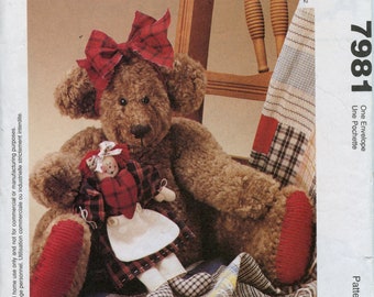 11 1/2 inch Gracie Teddy Bear and Her Doll Sewing Pattern - McCall's Crafts 7981 Toy Sewing supplies Craft pattern Stuffed Bear