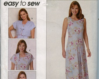 Y2K Modest Women's Dress Sewing Pattern - Modest Women's Dress - Shrug - Size 12 14 16  Bust 34 to Bust 38 Simplicity 8649 UNCUT