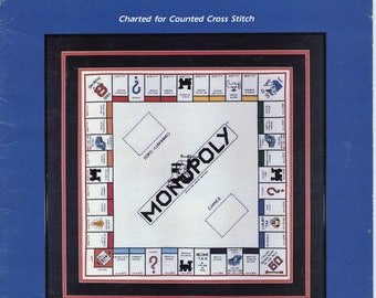 RARE Monopoly Board to Scale Cross Stitch Pattern Booklet C & L Crafts 1985