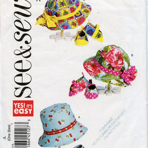 Infant Sun Hat Sewing Pattern - Infant Shoes Pattern - See and Sew 5941 UNCUT