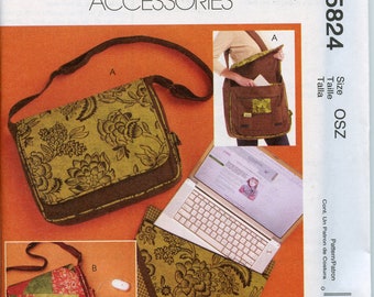 Laptop Bag Sewing Pattern - Messenger bag Pattern - McCalls 5824 UNCUT