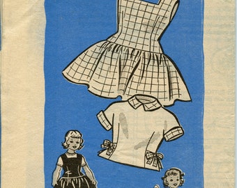 Jaren 1950 Marian Martin Girl's Blouse en Jurk Naaien Patroon - Fit en Flare - Maat 6 Borst 24 Taille 23 - Marian Martin 9165