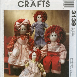16 and 22 Rag Doll Sewing Pattern Clothed Rag doll Sewing Pattern McCalls 3139 UNCUT image 1
