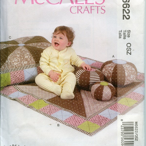 Baby Mat and Small Pouf Sewing Patterns - Large Square Patchwork Pillow Pattern - McCalls 6622