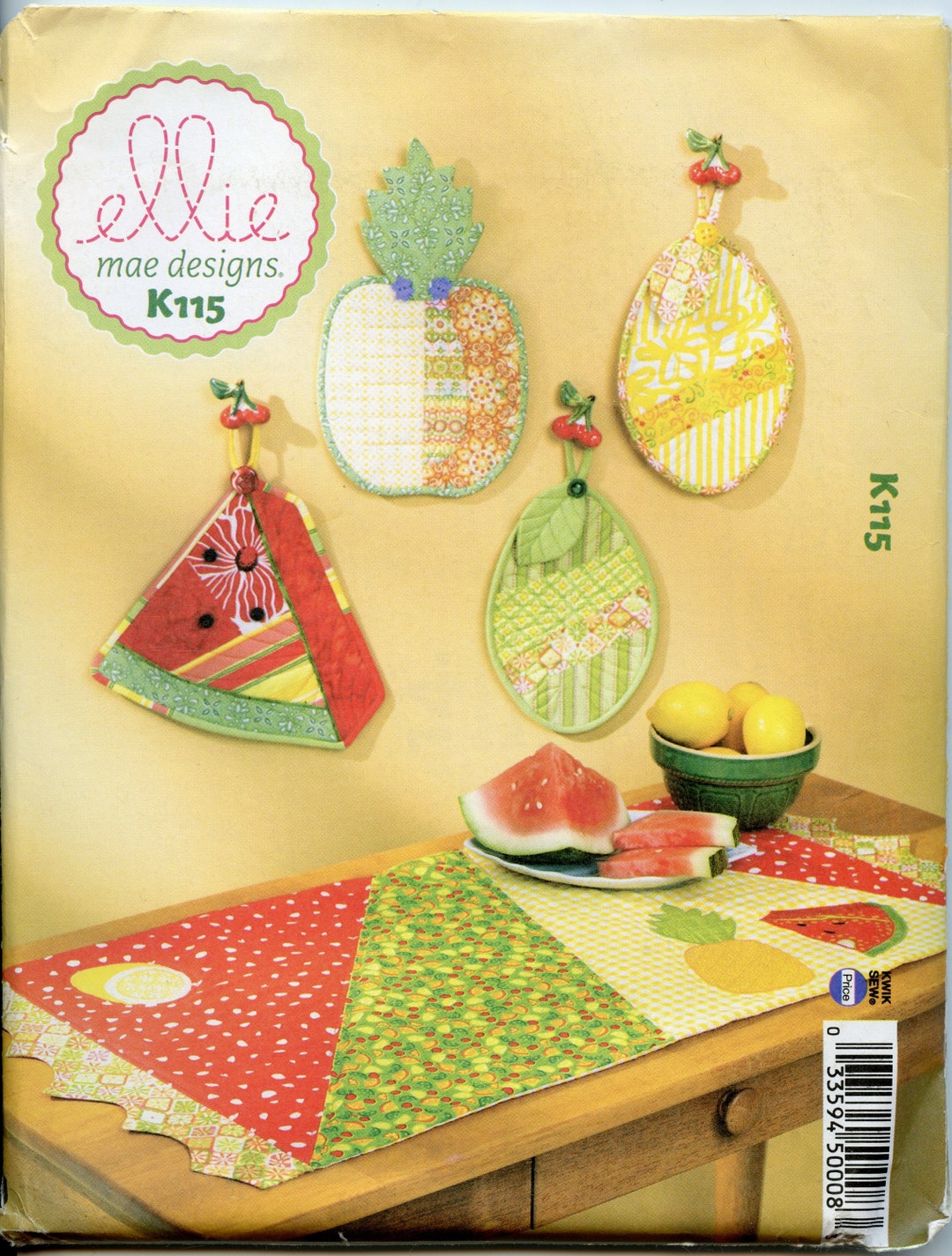 Festive Fruit Potholder Sewing Pattern Tropical Home Decor Pattern