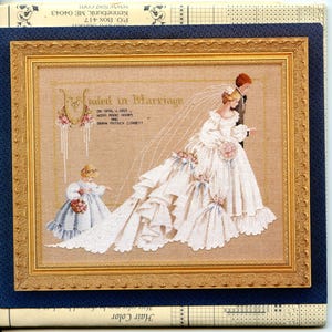 Le mariage lavande et dentelle au point de croix - modèle de point de croix victorien des années 1990 par lavande et dentelle, graphique de la mariée afro-américaine