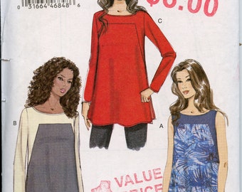 Very Easy Misses Semi-fitted Tunic Top Sewing Pattern - Size 6 8 10 12 14 Vogue 9225