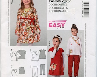 Super Easy Kids Wrap Top Dress Pattern Sewing Pattern - Girls Size 2 3 4 5 6  Burda 9449 UNCUT