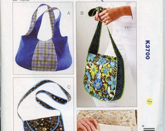 Kwik Sew Serger Purses Sewing Pattern - Hobo Handbag Pattern, Tote Bag Pattern, Handbag Sewing Pattern - Kwik Sew 3700