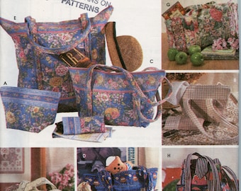 Quilted Tote Bag Sewing Pattern - Carry All, Quilted Bag Sewing pattern - Simplicity 7098 UNCUT