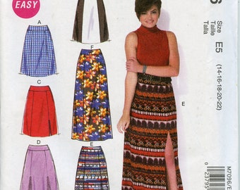 Easy Misses Plus Size Semi Fitted Skirts Sewing Pattern - Side Split Maxi Skirt Pattern - Size 14 to 22 McCalls 9096 UNCUT
