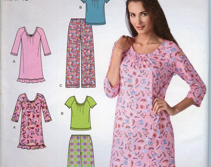 Misses Sleepwear Sewing Pattern Nightgown Pattern, Pajama Pj Patterns