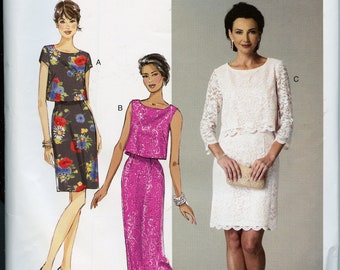 Women's Plus Size Semi Formal Overlay Dress Sewing Pattern - Size 6 8 10 12 14 16 18 20 22 Bust 30 1/2 to 44 Butterick 6414 UNCUT