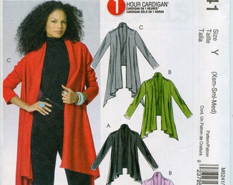 Misses Loose Cardigan Duster Sewing Pattern - Flared open front Cardigan Pattern- Size XS S M 4 6 8 10 12 14 McCalls 5241 UNCUT