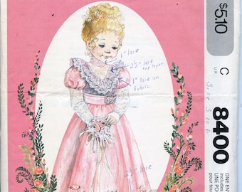 Girls Formal Lace Ruffle Dress Sewing Pattern - Little Darlings, Enchanted Forest, Juliet sleeves -  Size 3 4 5 6 Bust 25 McCalls 8400