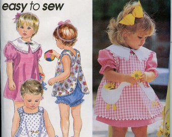 EASY to Sew Toddlers Dress, Reversible Pinafore, Top and Panties Sewing Pattern - Size 1/2, 1, 2, 3, Size 4 -  Simplicity 8948 UNCUT