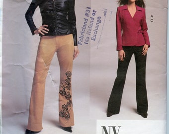 NYNY Fitted Lined Shirt and Flared Pants Sewing Pattern - Size 8 10 12 Bust 31 32 1/2 34 Vogue 2679 UNCUT