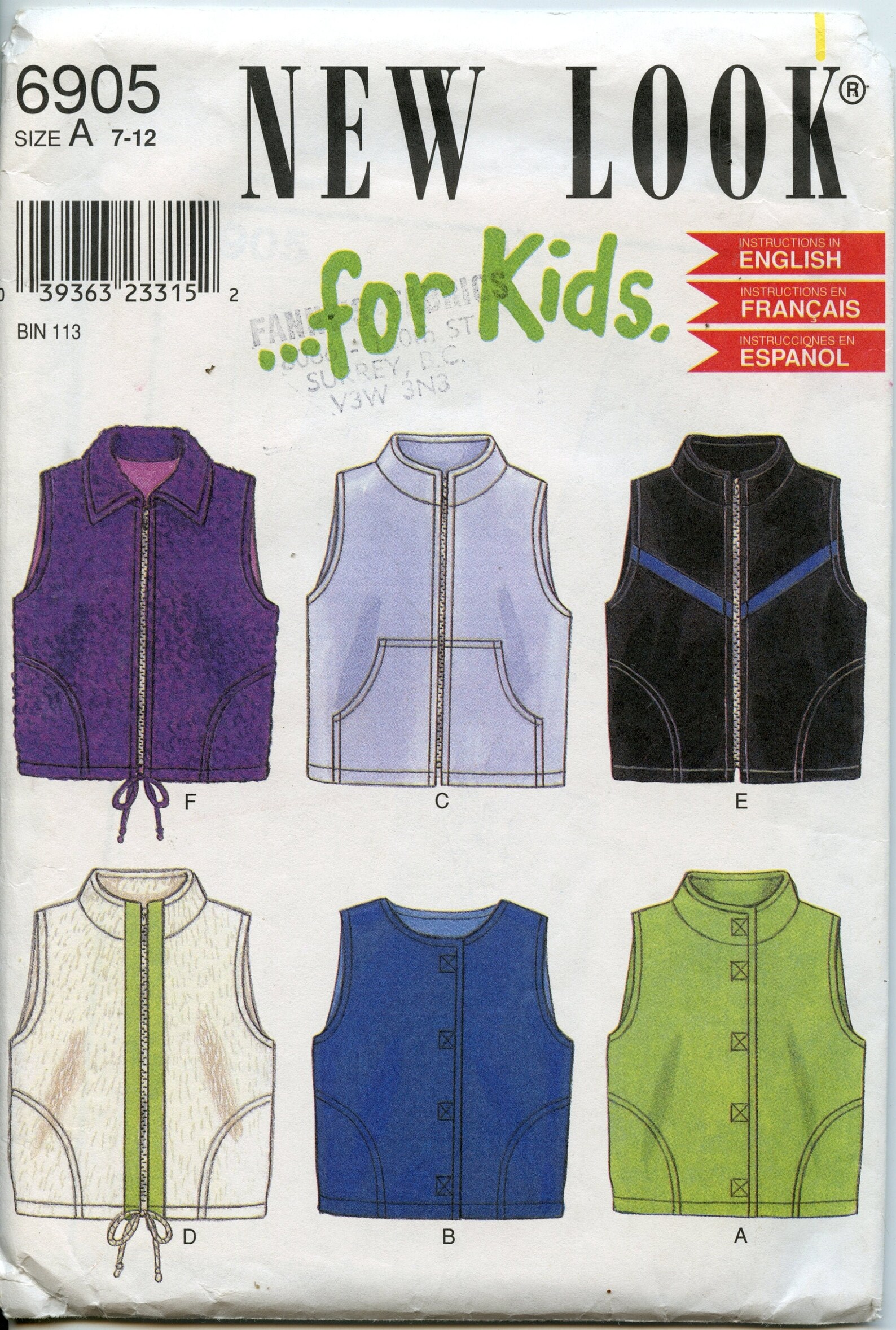 Kids Fleece Vest Sewing Pattern Unisex Winter Pattern Sewing Etsy