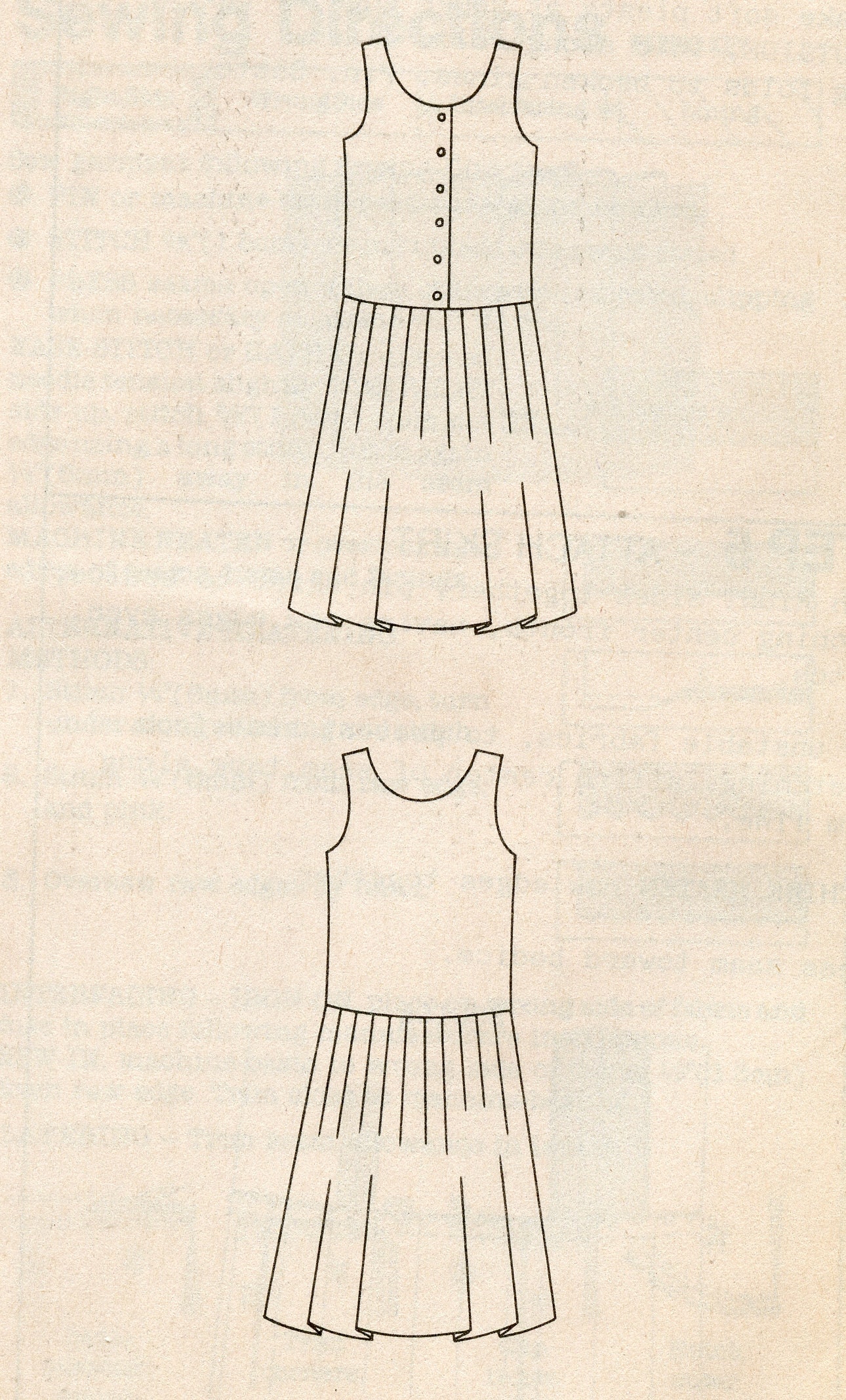 Women's Button front Jumper Dress Pattern Dropped Waist Etsy