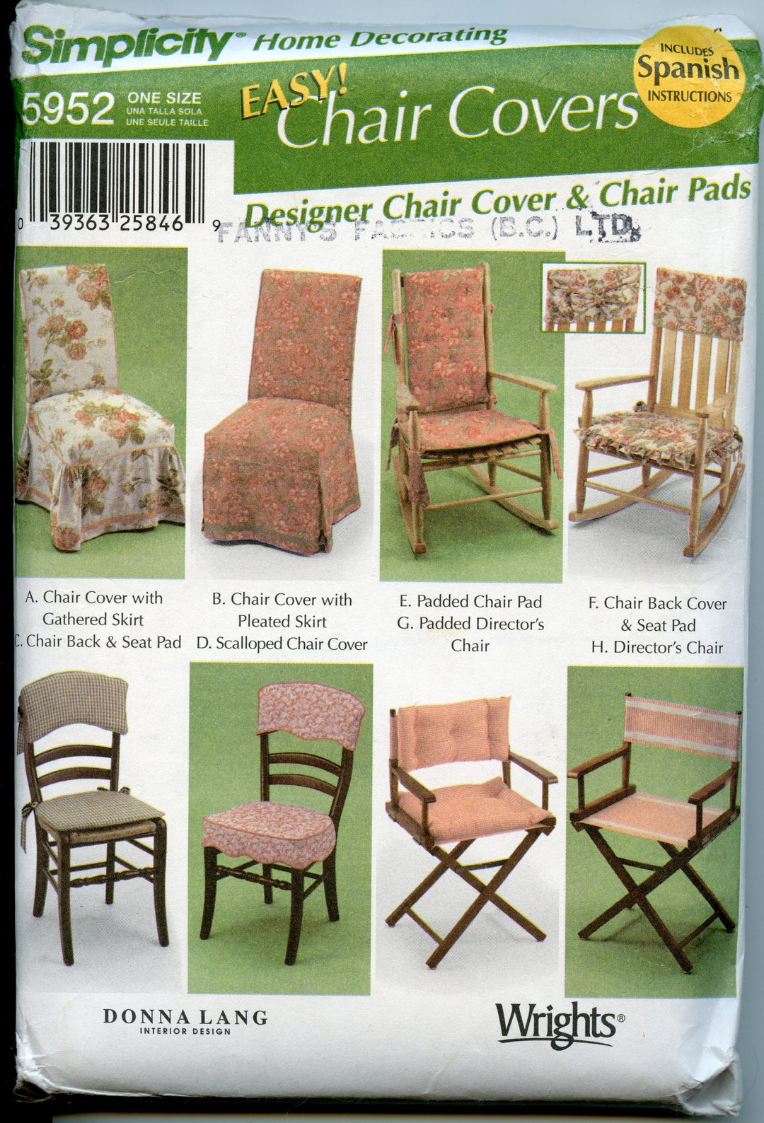 Easy Chair Cover Sewing Pattern Folding Chair Cover Pattern, Director's