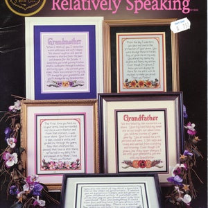 Relatief gesproken kruissteekkaarten - doe-het-zelf sampler voor opa, grootmoeder, tante, oom, moeder, vader, oma, Cross My Heart CSB-136