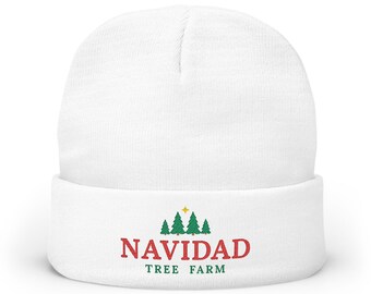 Navidad Tree Farm Embroidered Knit Beanie