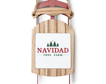 Navidad Tree Farm Sled Ornament