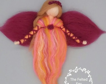 Needle felt fairy, Autumn fairy, Wool fairy, Waldorf Fairy, room decor, hanging fairy, nature table