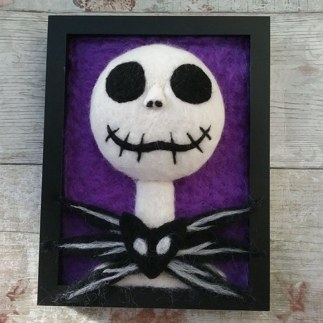 Needle Felted Jack Skellington Framed Painting Nightmare Etsy