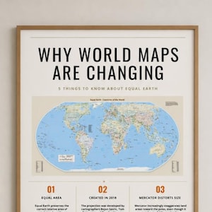 Plakat edukacyjny z mapą świata „Equal Earth” do druku, 5 rozmiarów wydruku