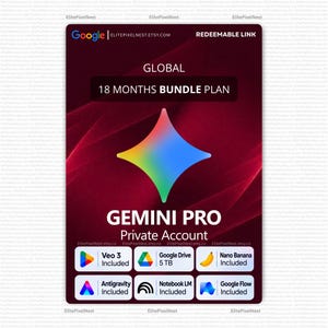 Pacchetto Gemini Pro di 18 mesi, link di riscatto, 5 TB di spazio di archiviazione, Veo3, Flow, Nano Banana, Antigravity, Notebook LM, account privato, 100% Pro funzionante