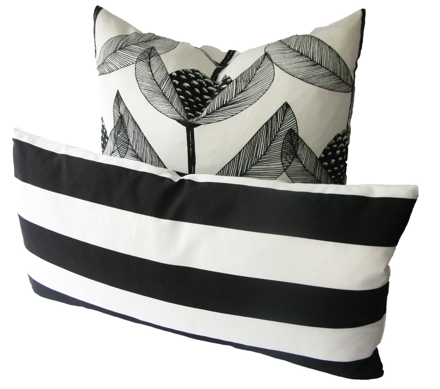 Decorative Black and White Cabana Stripe Pillow Cover Etsy