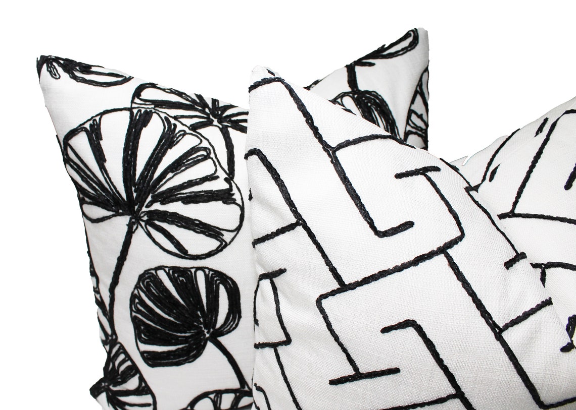 Modern Accent Pillow Black and White Throw Pillow Etsy