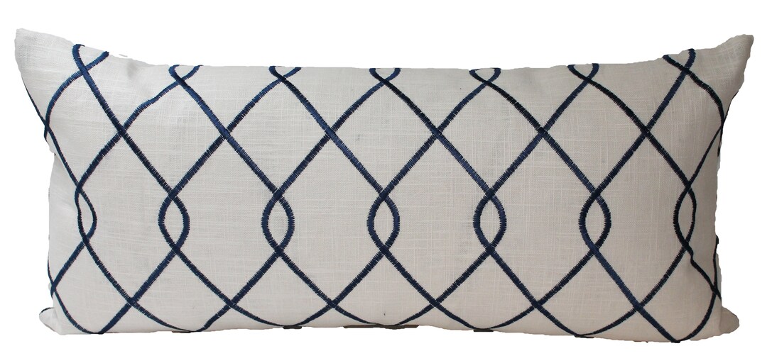 NAVY BLUE LINEN Pillow Cover Chinoiserie Blue Linen Etsy