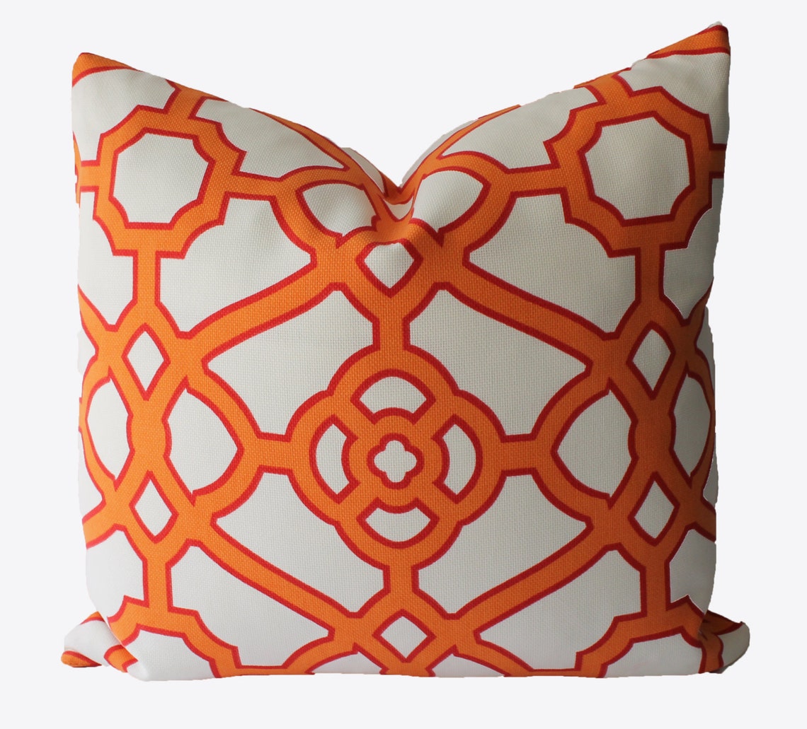 Decorative Outdoor Indoor Pillow Cover Orange Lattice Etsy