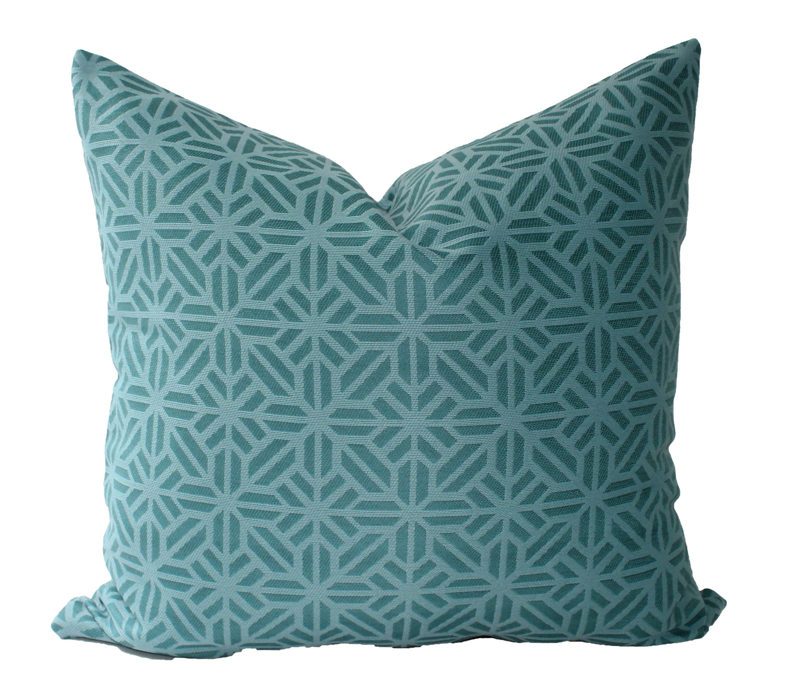 Decorative Designer Outdoor Aquamarine Geometric Pillow Cover Etsy