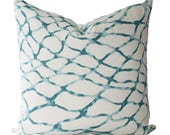 Decorative Designer Kravet Lagoon, Teal Pillow Cover, 18x18, 20x20, 22x22 or Lumbar Throw Pillow