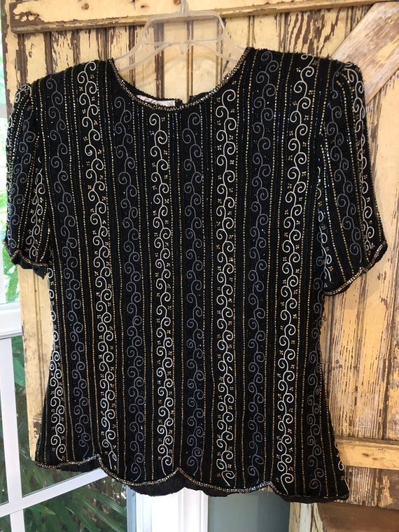Vintage beaded blouse, vintage formalwear