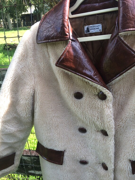 Vintage 70's Boho chic winter coat, Faux sheepskin