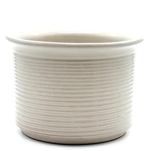 Vintage Italy Ceramic Planter Cachepot Ivory White Ribbed Pot 7” Italian