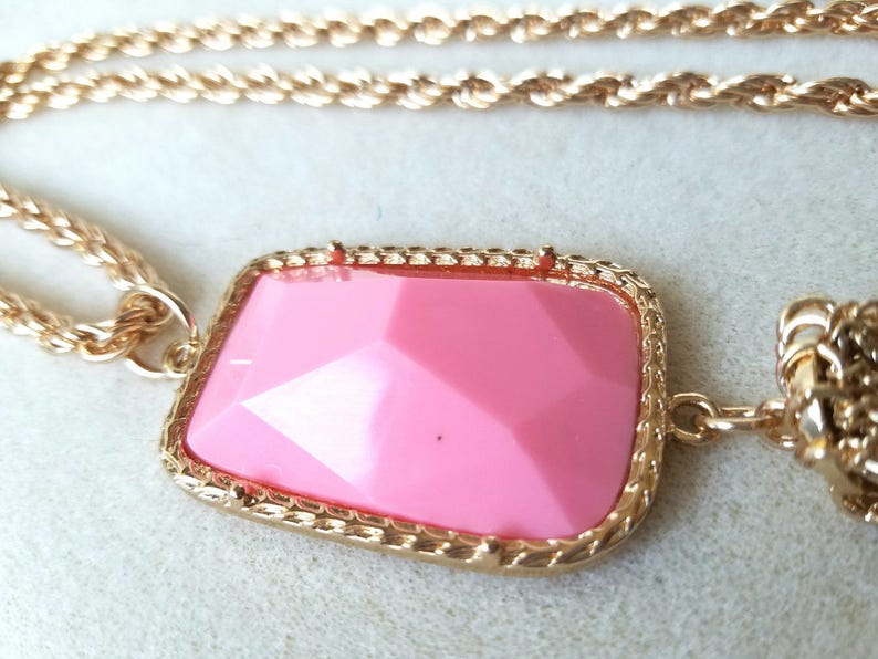 Gold and Pink Sweater Necklace Etsy