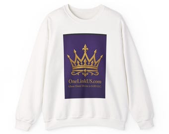 Gold Crown Logo Sweatshirt | Purple Background, OneLinkUS.com Branding