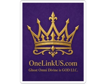 Gold Crown Logo Kiss-Cut Stickers | OneLinkUS.com, Purple Background