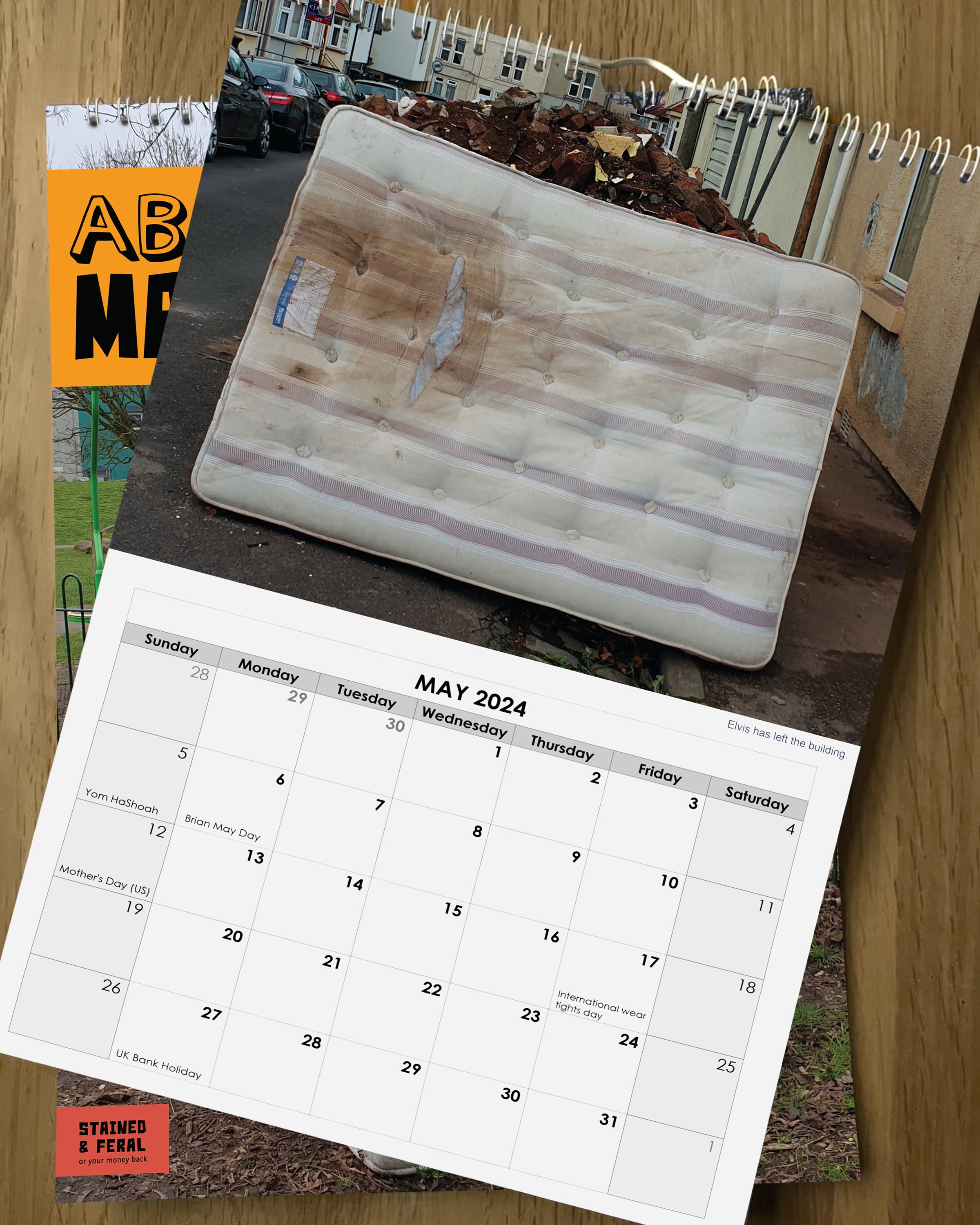 Abandoned Mattress calendar 2024 funny street art calendar for Christmas sold by Maimed