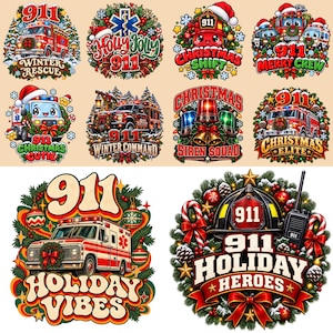 911 Christmas PNG Bundle | Dispatcher | Emergency Holiday | First Responders | Police Rescue | Sublimation Clipart | Graphic shirt