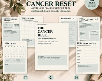 Astrologi Planner 2027 | Krepsen Horoskop & Måne Planner | Zodiac Journal | Digital PDF