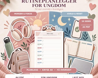 Teen Routine Planner | Morning & Evening Tracker (A4 PDF)