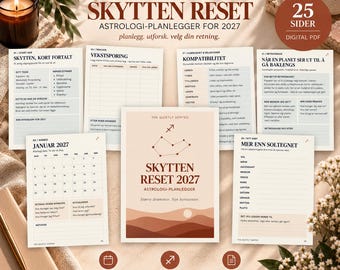 Skytten Astrologi Planner 2027 | Sagittarius Zodiac Planner | Årsplanlegger & Kalender | Digital PDF | Norsk
