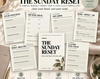English Weekly Planner | Sunday Reset & Weekly Organization Printable | Digital PDF
