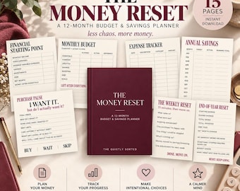 English Budget Planner | 12 Month Budget & Savings Tracker | Printable Digital PDF